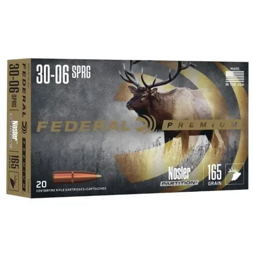 Munición Federal Calibre 30-06. 165Gr. Nosler Partition