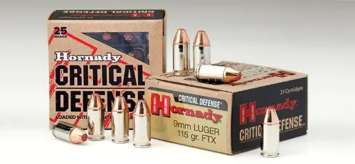 [90250] Municion Hornady Cal 9mm Luger. 115Gr. Critical Defense Ftx (25unds)